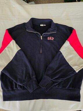 Women's Large Gap 1/4 Zip Pullover Red/White/Blue Sweatshirt